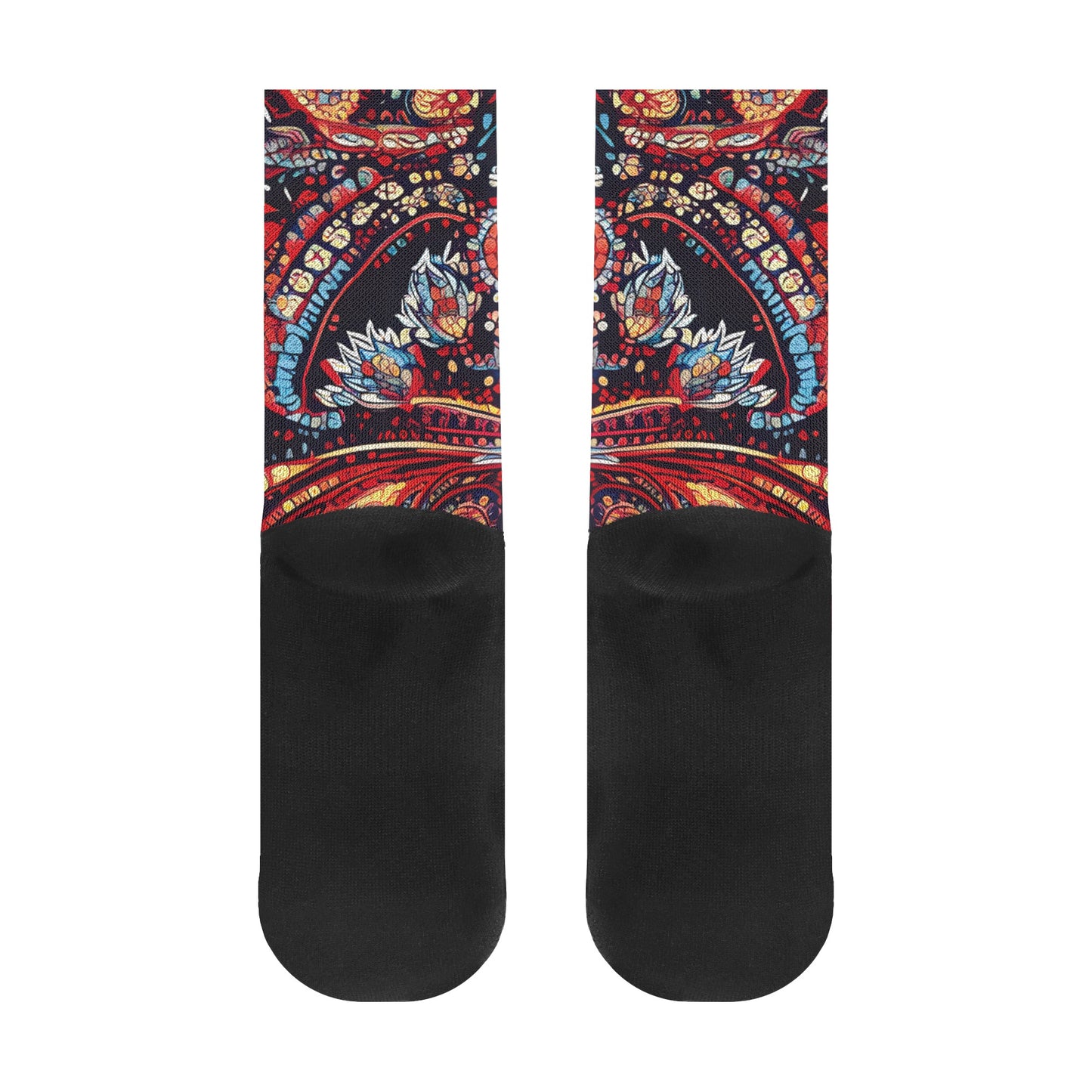 Chaotic Paisley In Red - Unisex Crew Socks