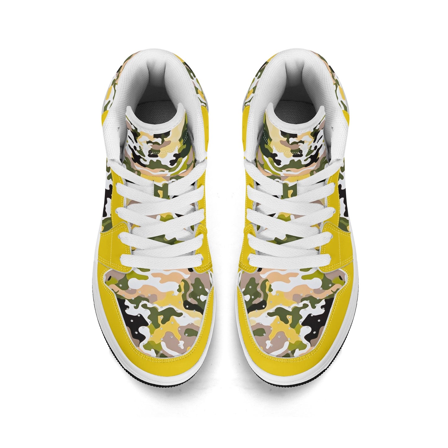 Yellow Camo - Kids' All Season High Top Sneakers