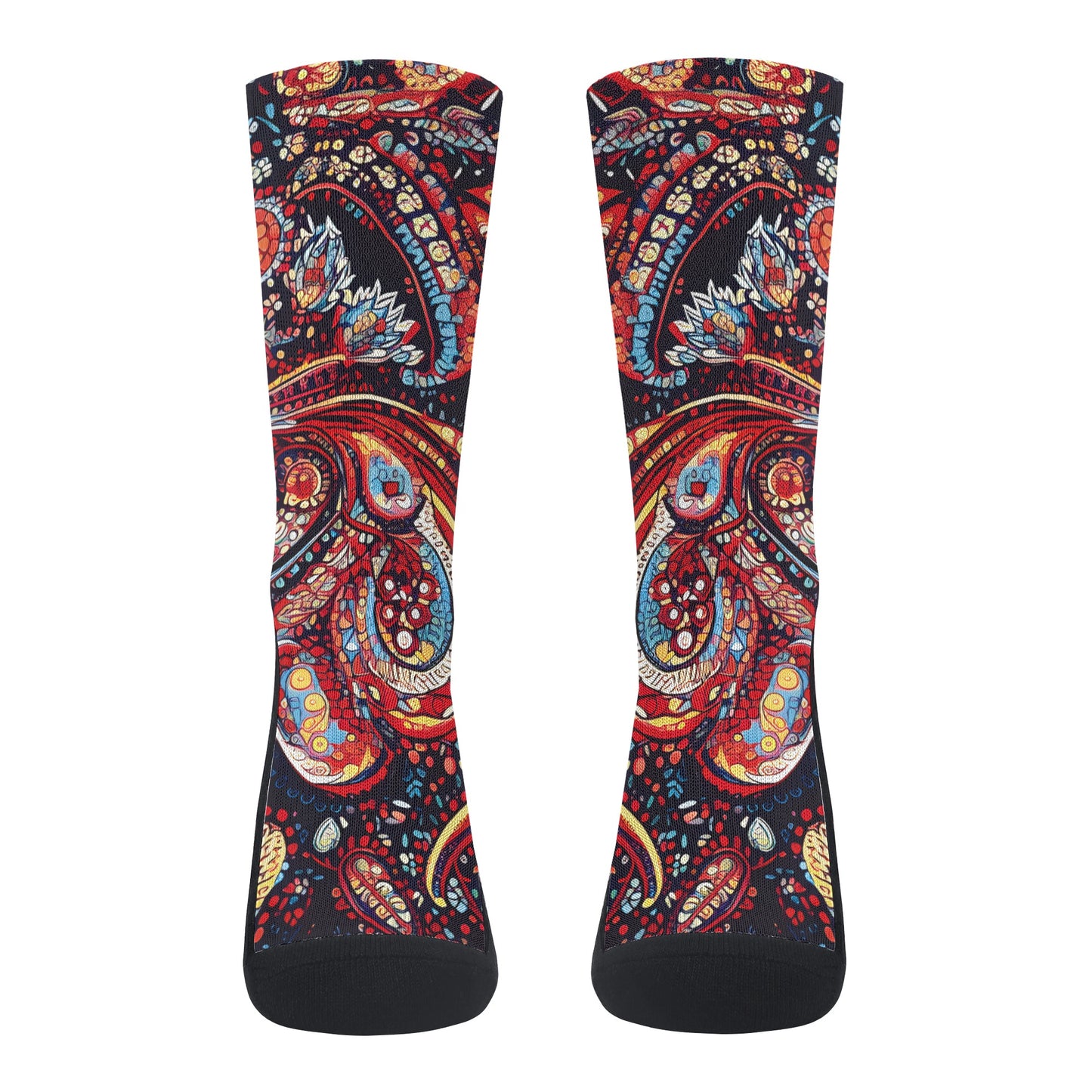 Chaotic Paisley In Red - Unisex Crew Socks