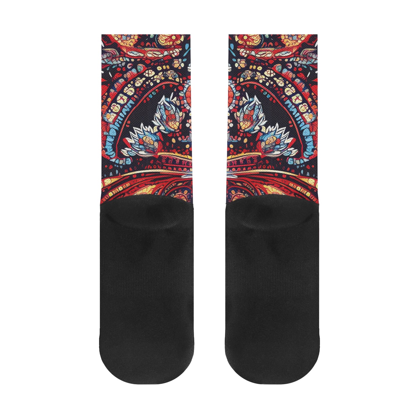 Chaotic Paisley In Red - Unisex Crew Socks