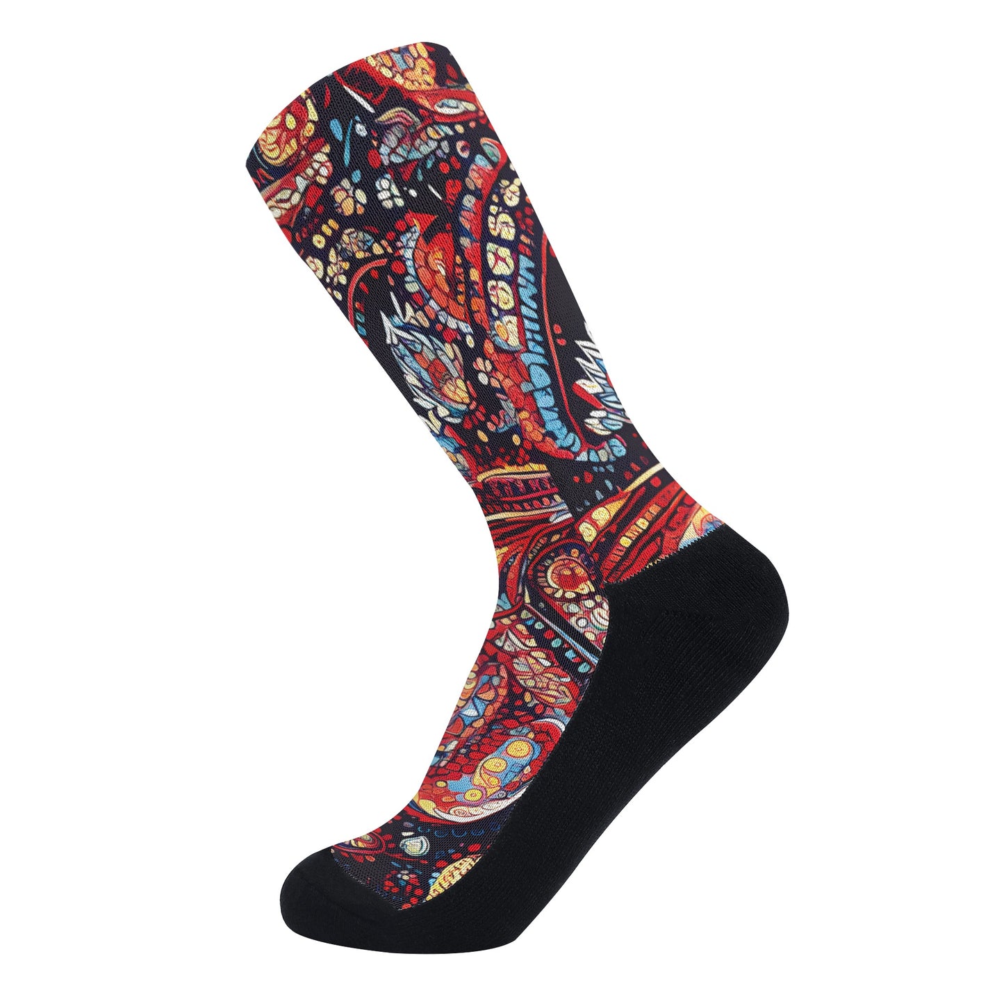 Chaotic Paisley In Red - Unisex Crew Socks