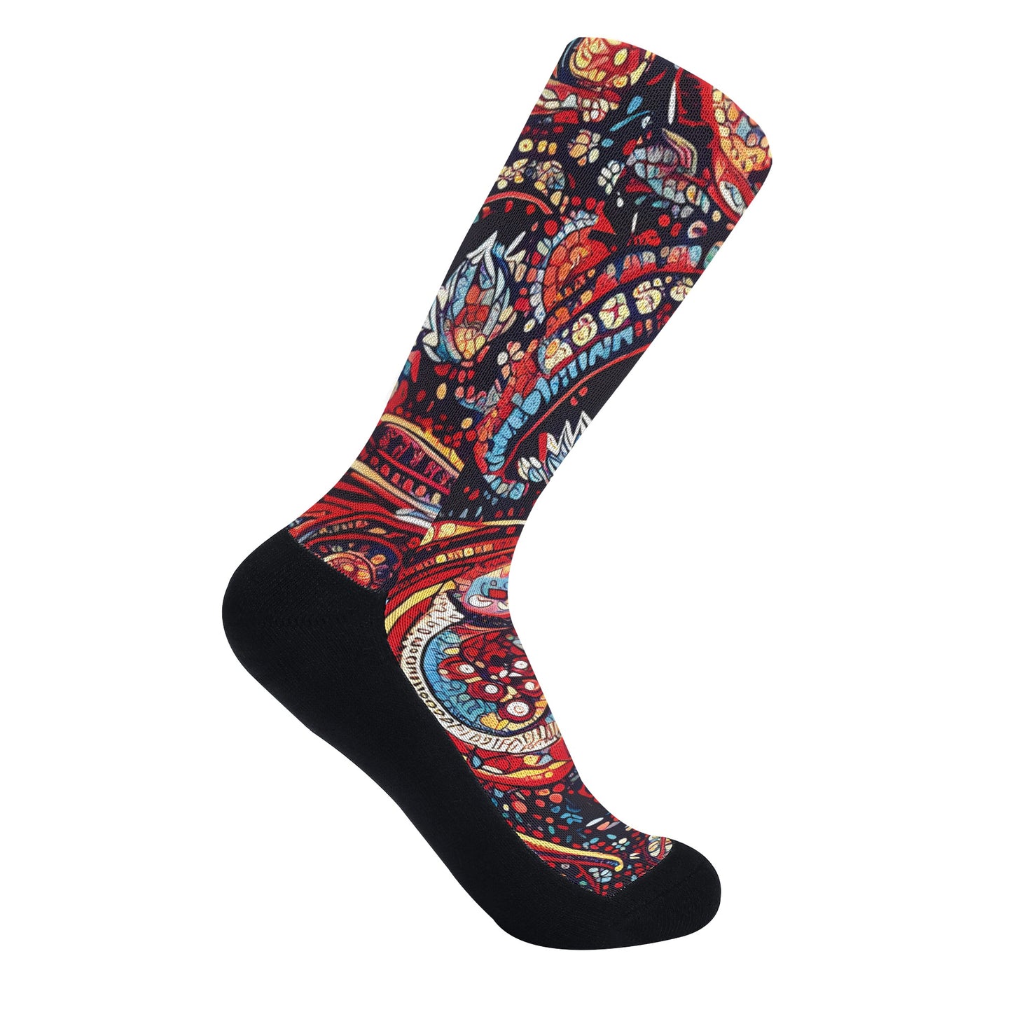 Chaotic Paisley In Red - Unisex Crew Socks