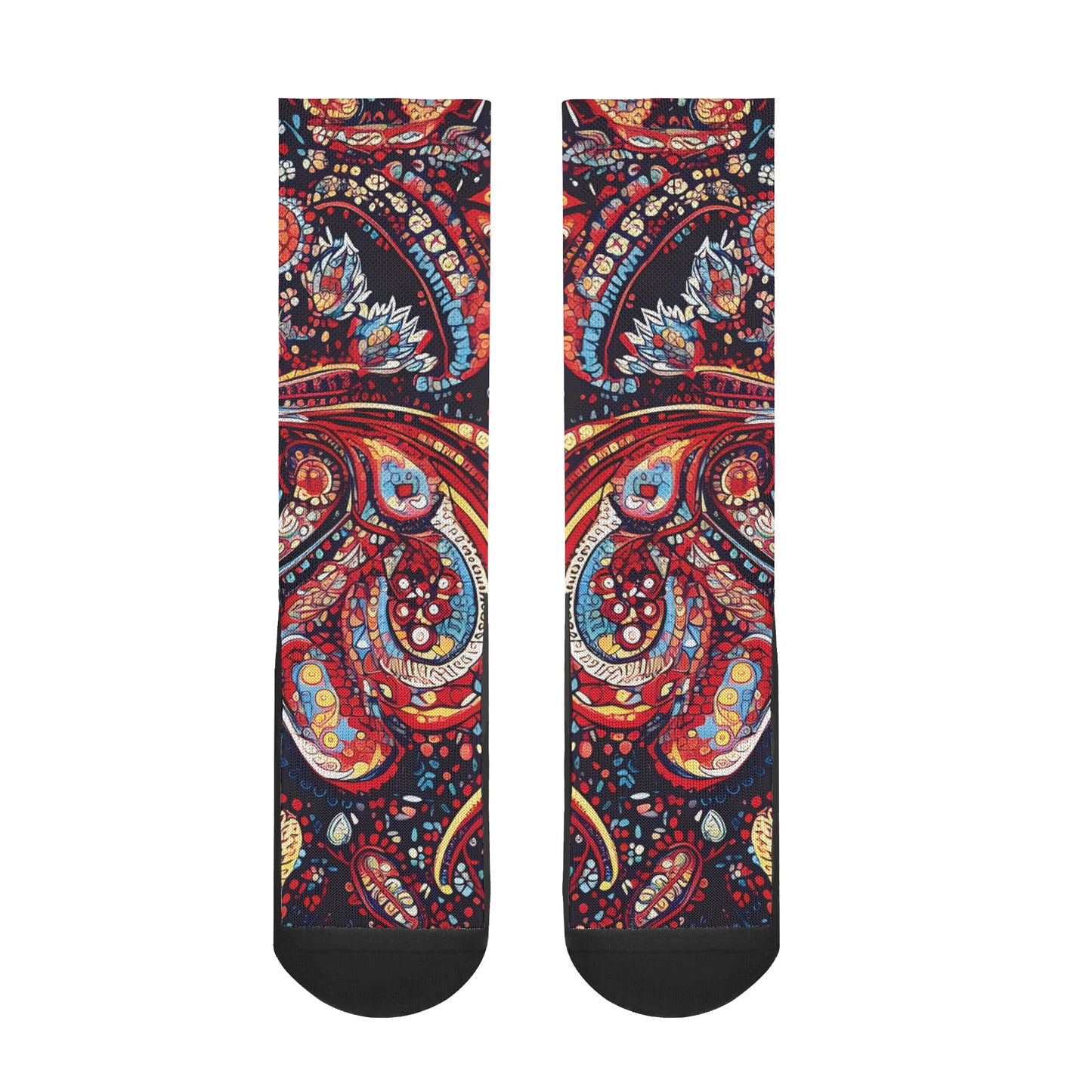 Chaotic Paisley In Red - Unisex Crew Socks