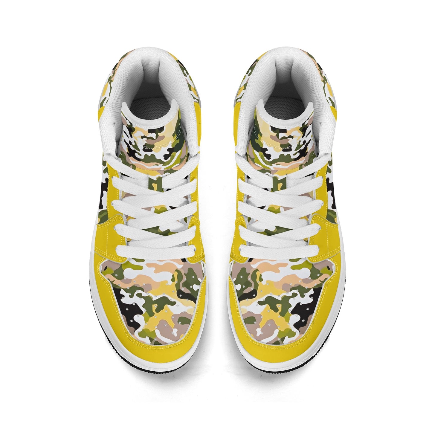 Yellow Camo - Kids' All Season High Top Sneakers