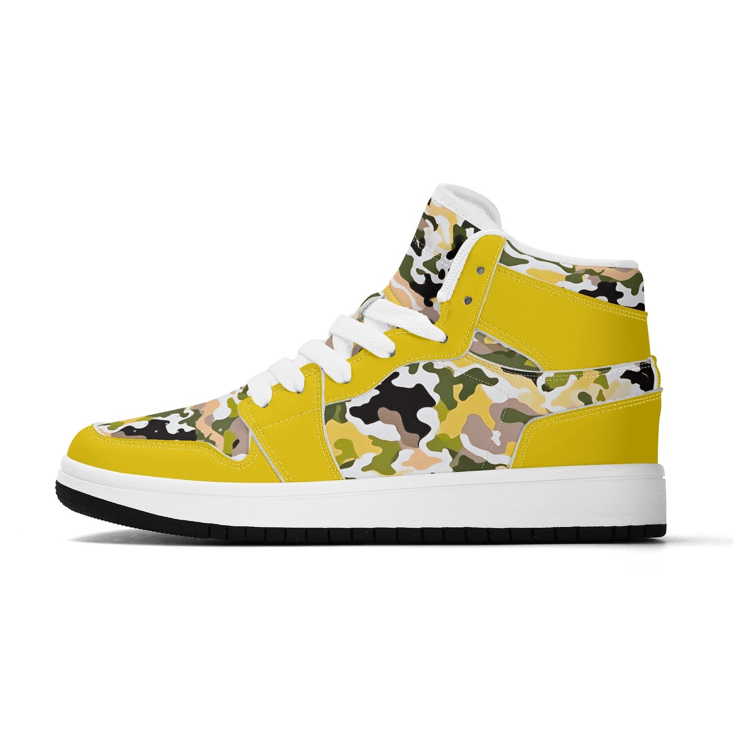 Yellow Camo - Kids' All Season High Top Sneakers