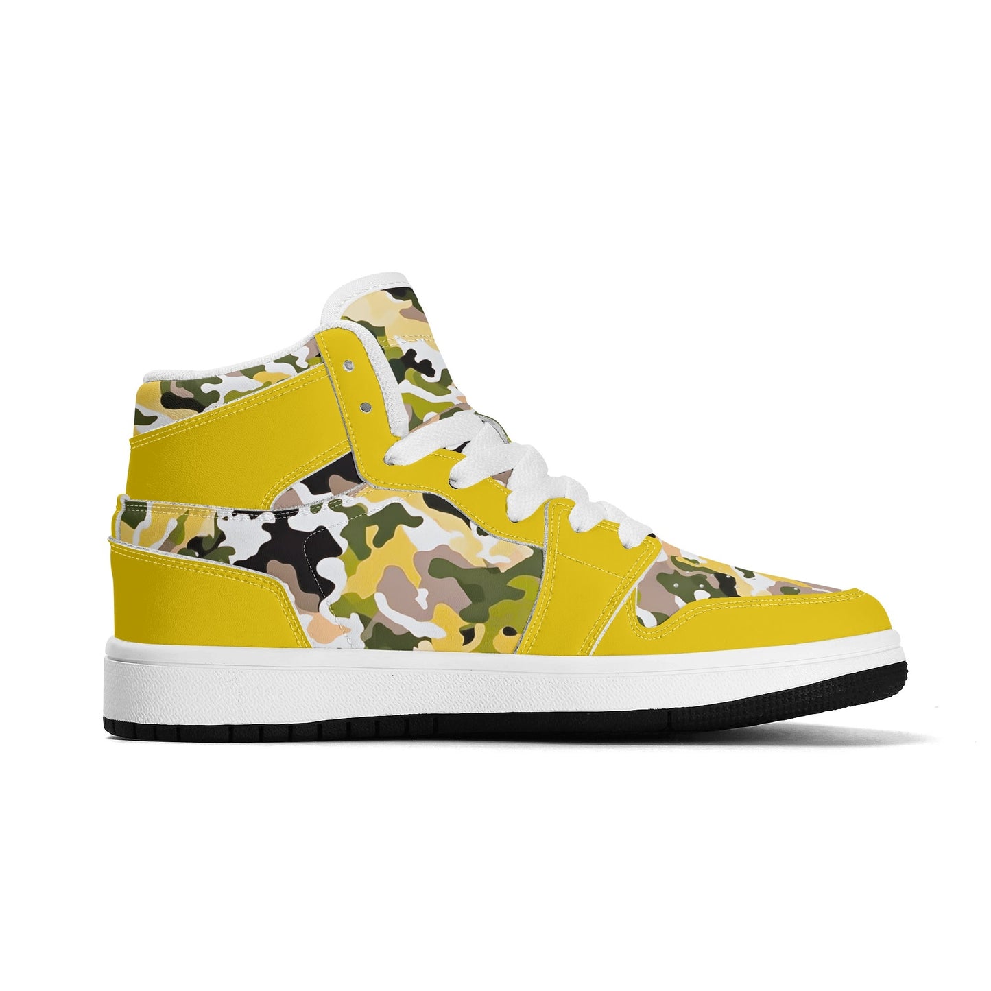 Yellow Camo - Kids' All Season High Top Sneakers