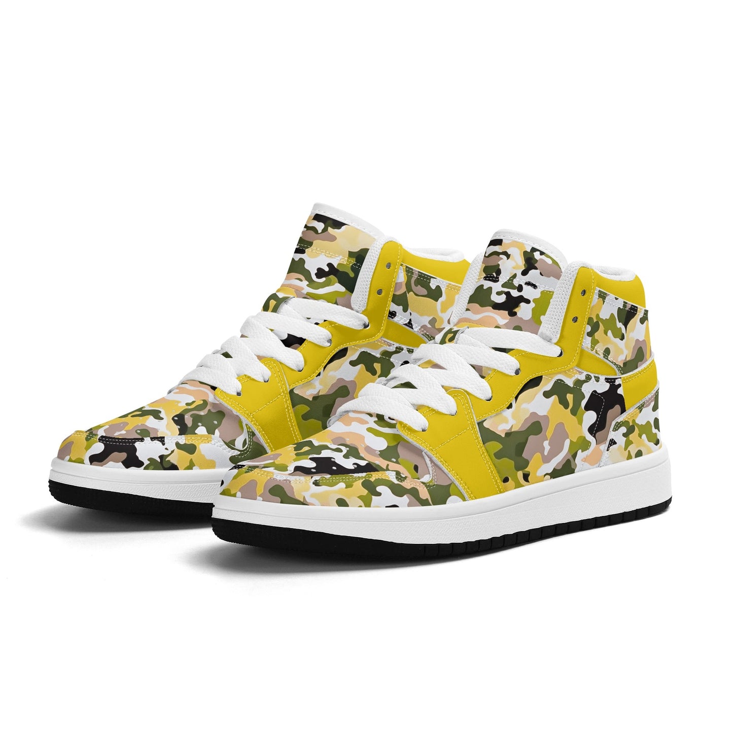 Yellow Camo - Kids' All Season High Top Sneakers