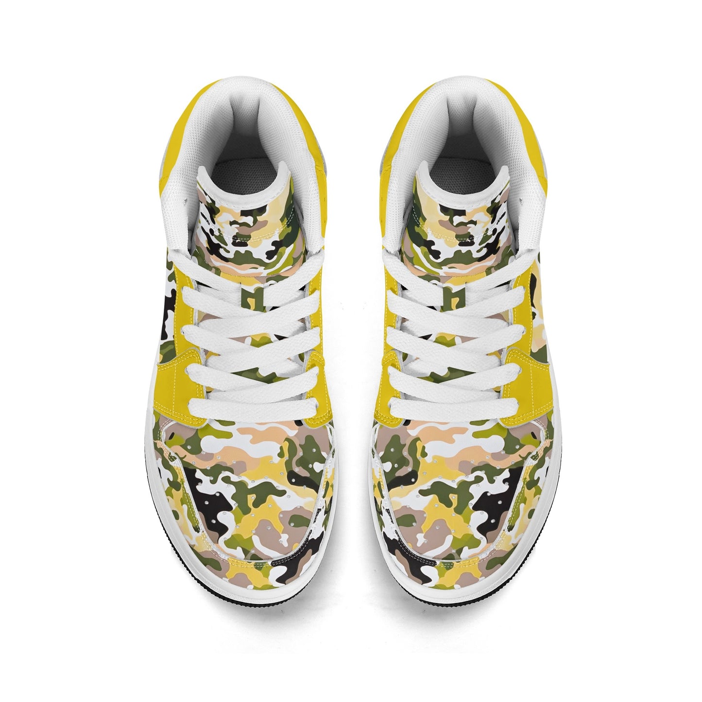 Yellow Camo - Kids' All Season High Top Sneakers