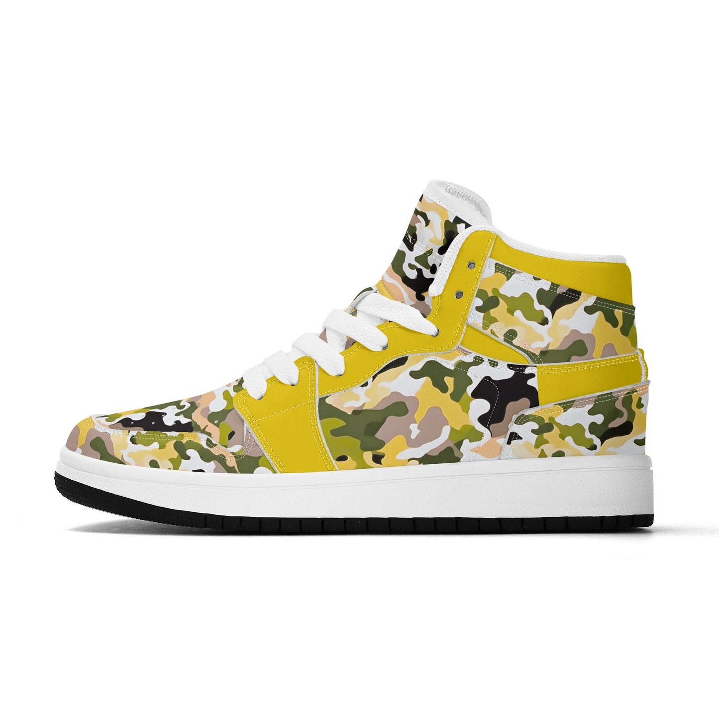 Yellow Camo - Kids' All Season High Top Sneakers