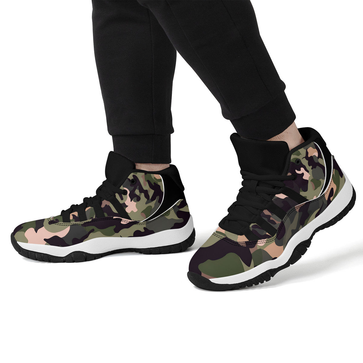 The Camouflage In Green  - Retro High Top Sneakers - Unisex