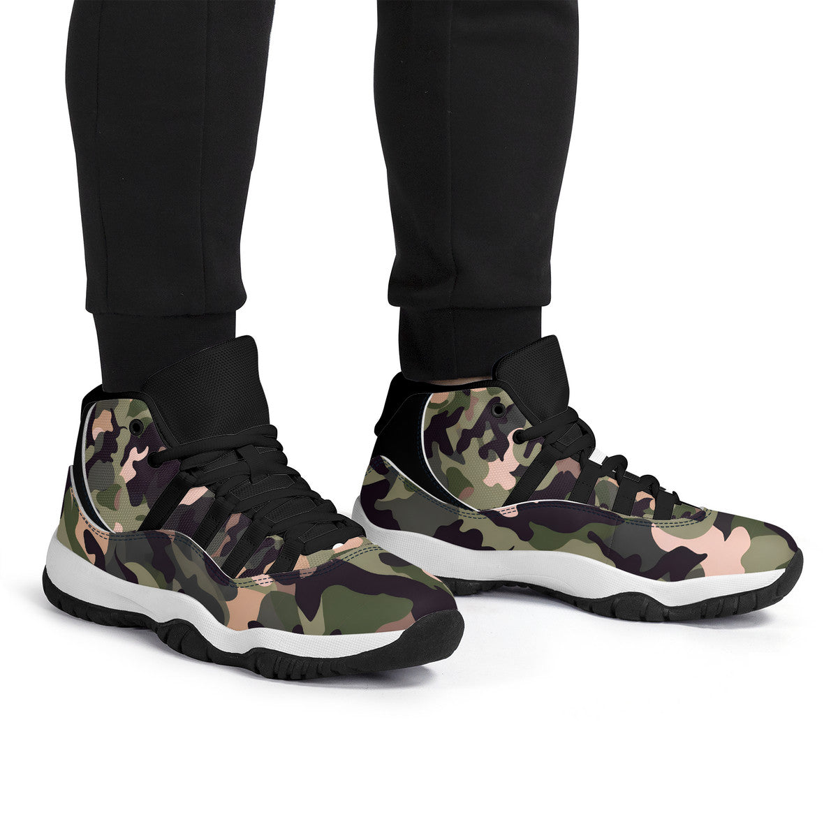 The Camouflage In Green  - Retro High Top Sneakers - Unisex