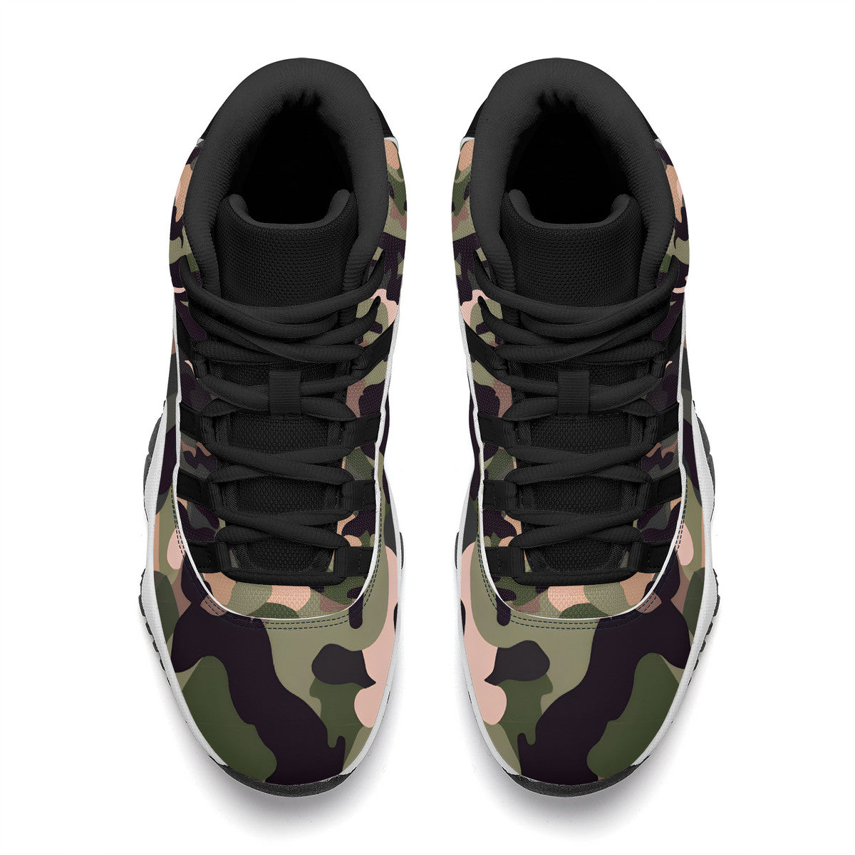 The Camouflage In Green  - Retro High Top Sneakers - Unisex