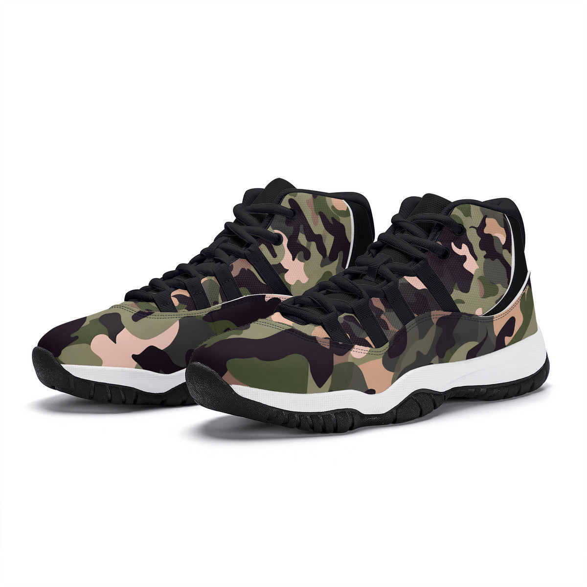 The Camouflage In Green  - Retro High Top Sneakers - Unisex